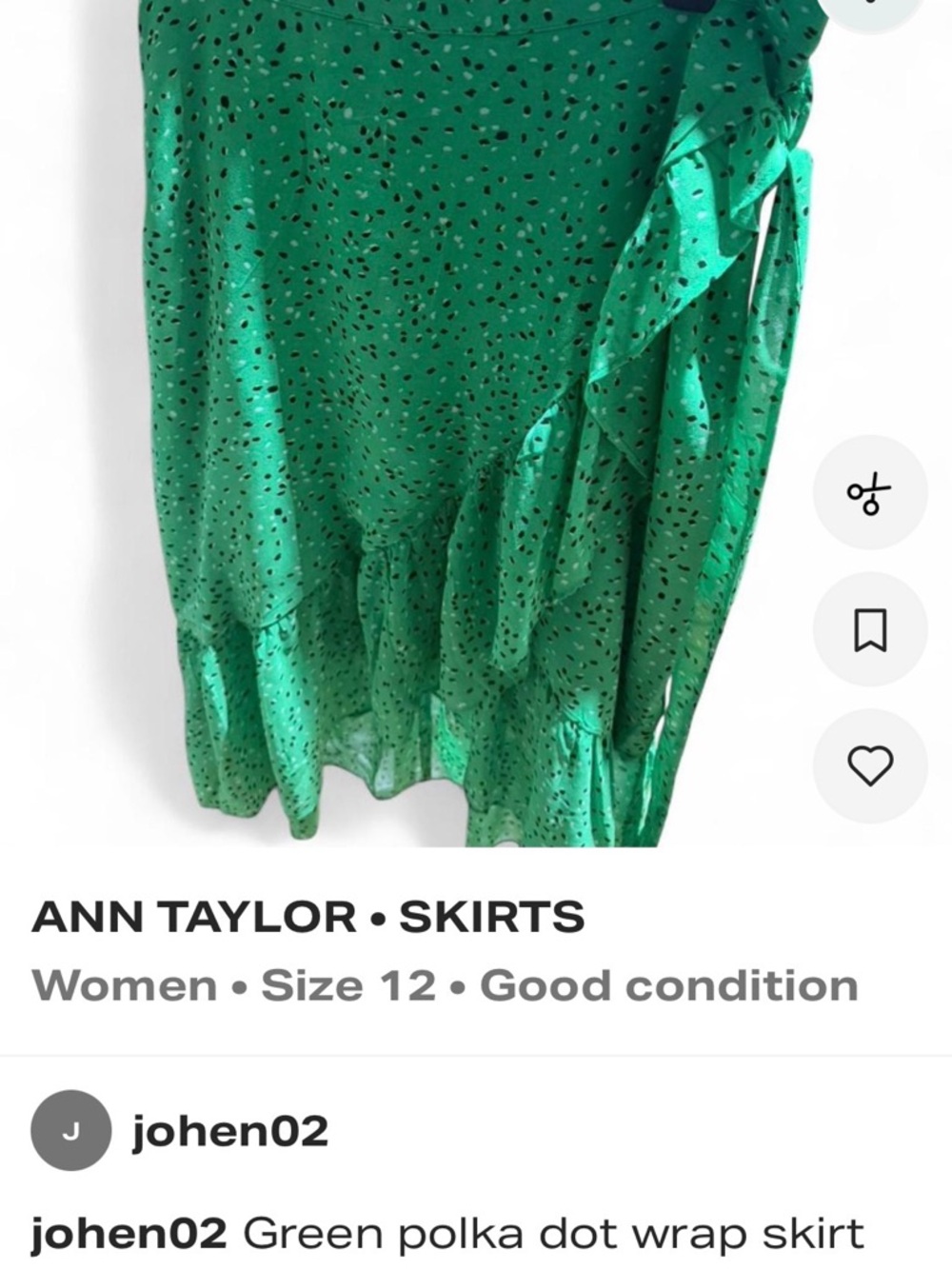 Ann Taylor Emerald Green Polka Dot Asymmetrical Ruffle Skirt